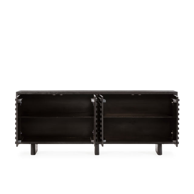Aparador Inaya 200 cm Negro, vista del interior abierto