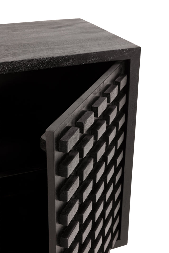 Aparador Inaya 200 cm Negro, vista lateral derecha desde otro ángulo