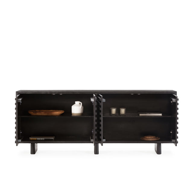 Aparador Inaya 200 cm Negro, detalle funcional