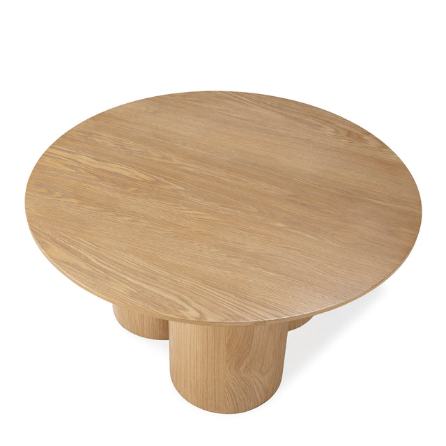 Mesa de centro redonda Lua 80 cm Roble, vista lateral derecha desde otro ángulo