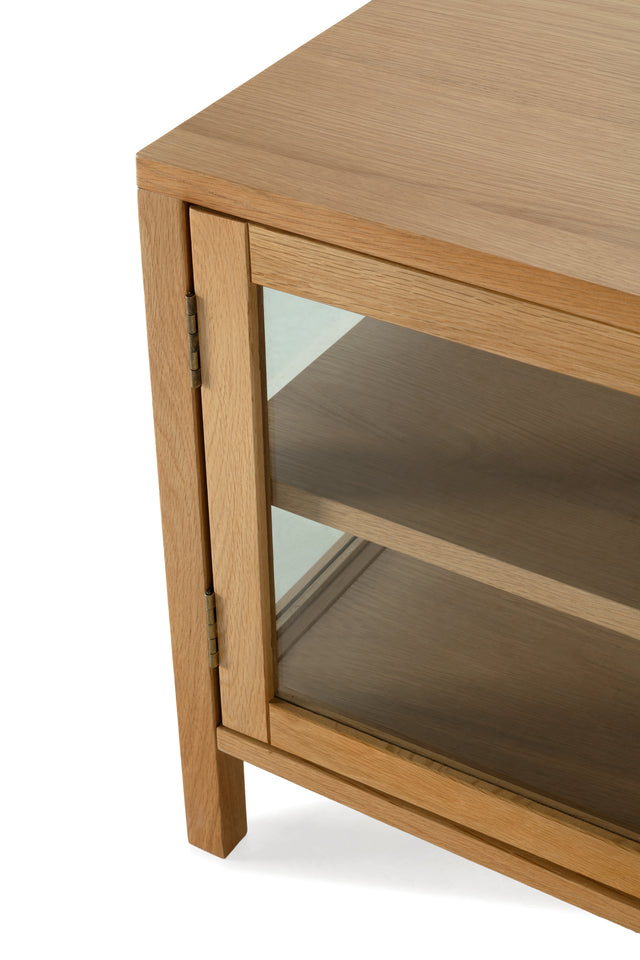 Mueble TV Ceci 160 cm Roble puertas de cristal, vista lateral derecha