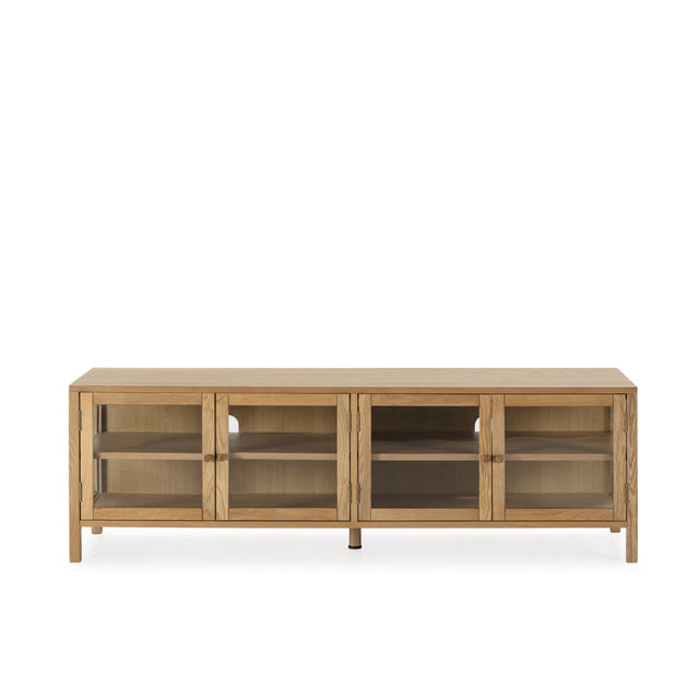 Mueble TV Ceci 160 cm Roble puertas de cristal, vista frontal