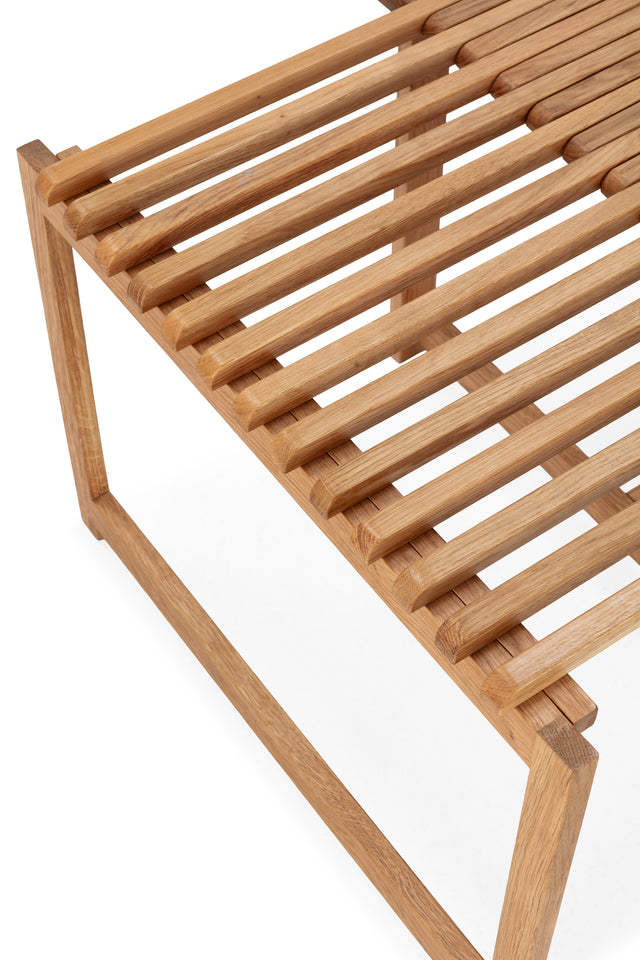 Mesa de centro extensible Unai 70–110 cm Roble, vista lateral derecha desde otro ángulo