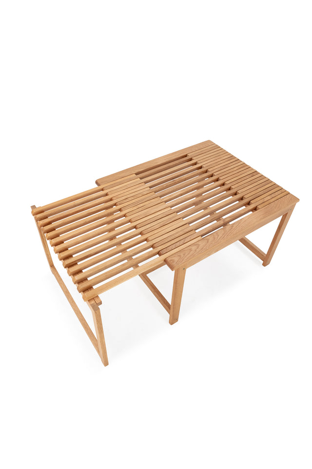 Mesa de centro extensible Unai 70–110 cm Roble, detalle del diseño