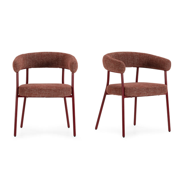 Silla de comedor Yuri Teja y patas teja, detalle del diseño desde otro ángulo