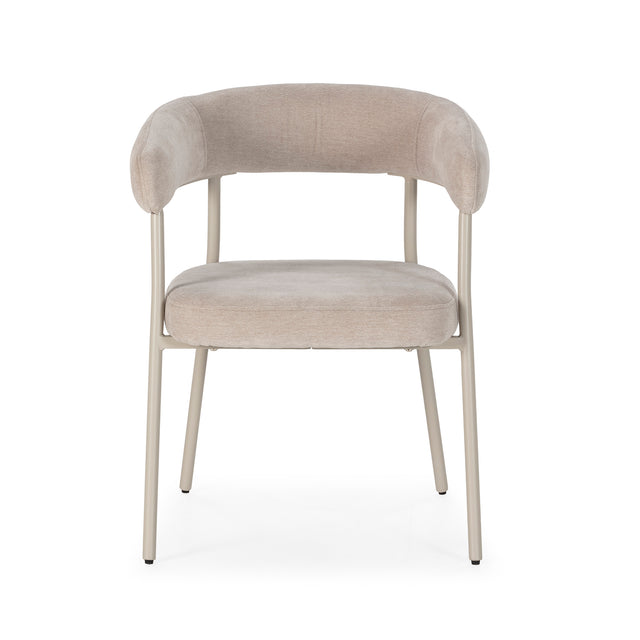 Silla de comedor Yuri Beige y patas crema, vista frontal