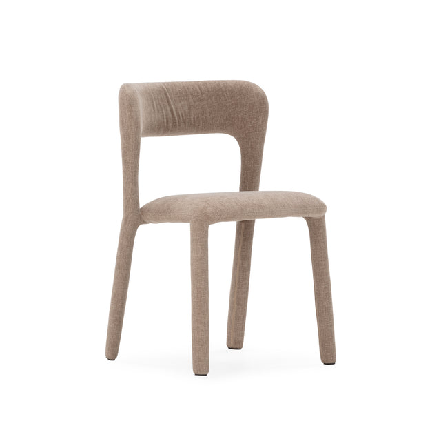 Silla de comedor Lilia Gris, vista lateral izquierda desde otro ángulo