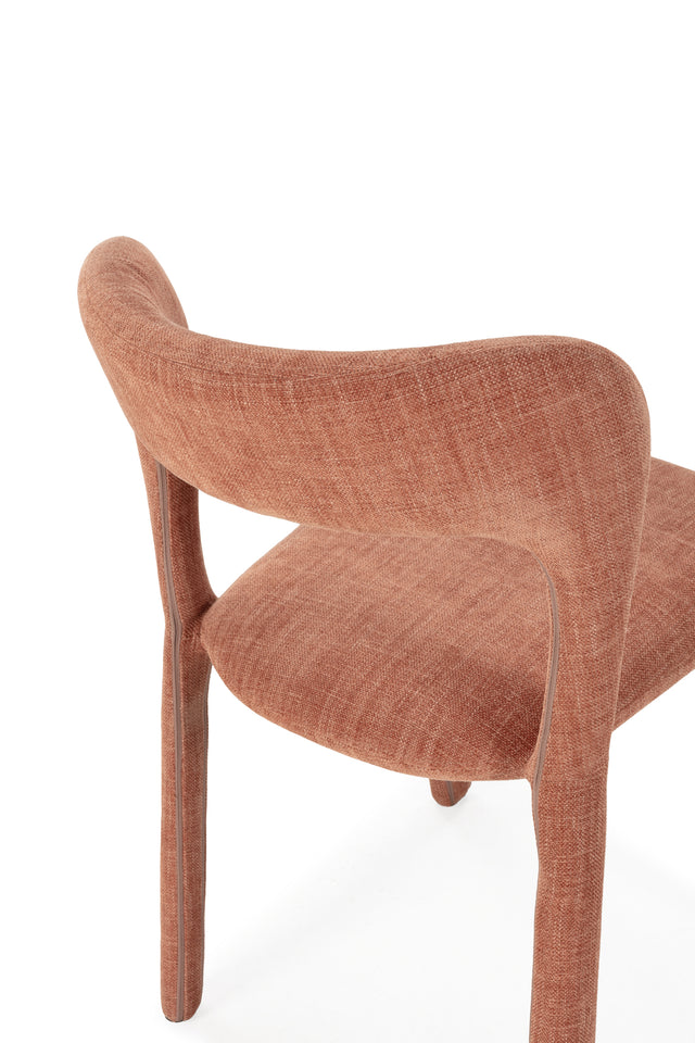 Silla de comedor Lilia Teja, vista lateral derecha desde otro ángulo