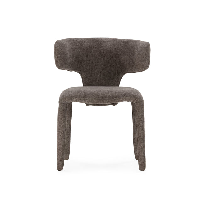 Silla de comedor Maca Gris oscuro y patas tapizadas, vista frontal