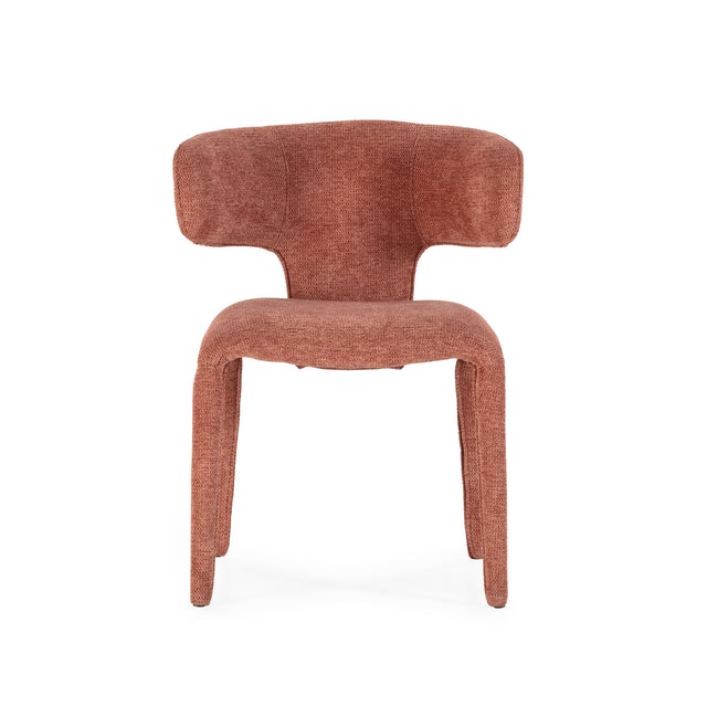 Silla de comedor Maca Terracota y patas tapizadas, vista frontal