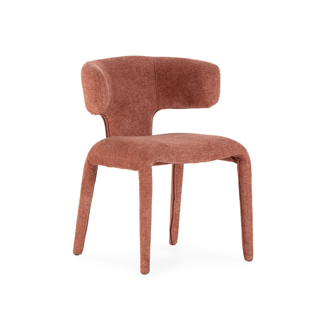Silla de comedor Maca Terracota y patas tapizadas, vista lateral izquierda