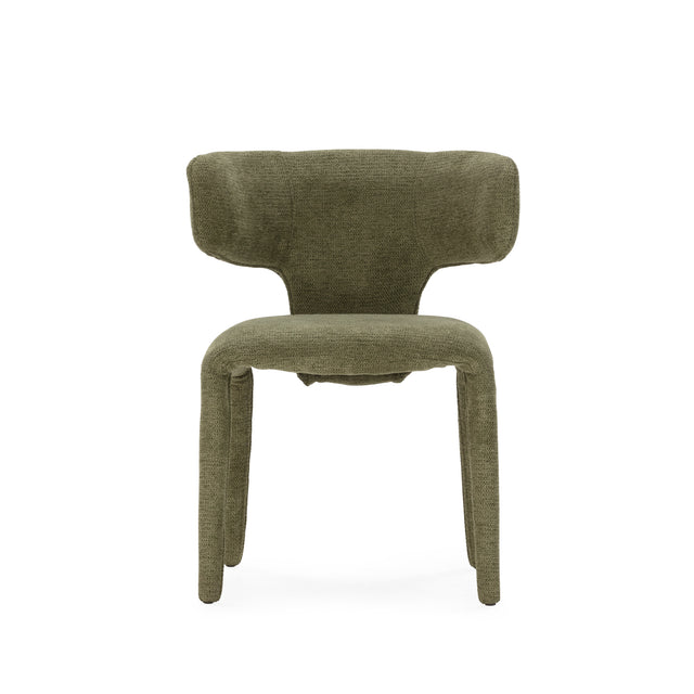 Silla de comedor Maca Verde y patas tapizadas, vista frontal