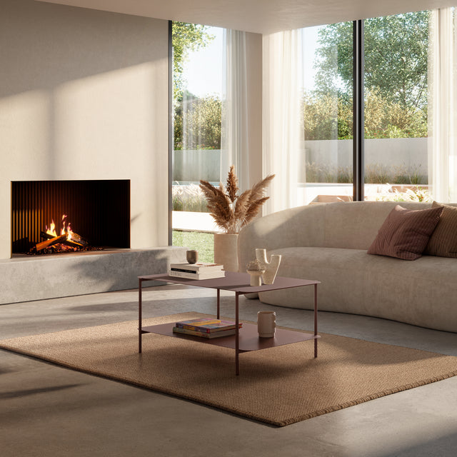 Mesa de centro rectangular Beatrix 90 cm Terracota, en ambiente de salón