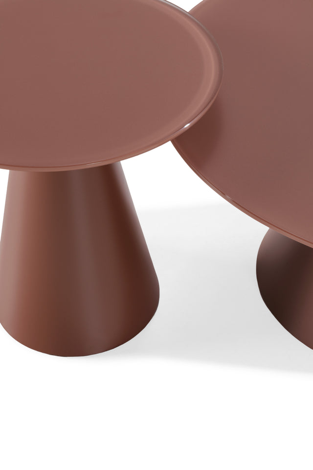 Set 2 mesas de centro redondas Vida Terracota, vista lateral derecha