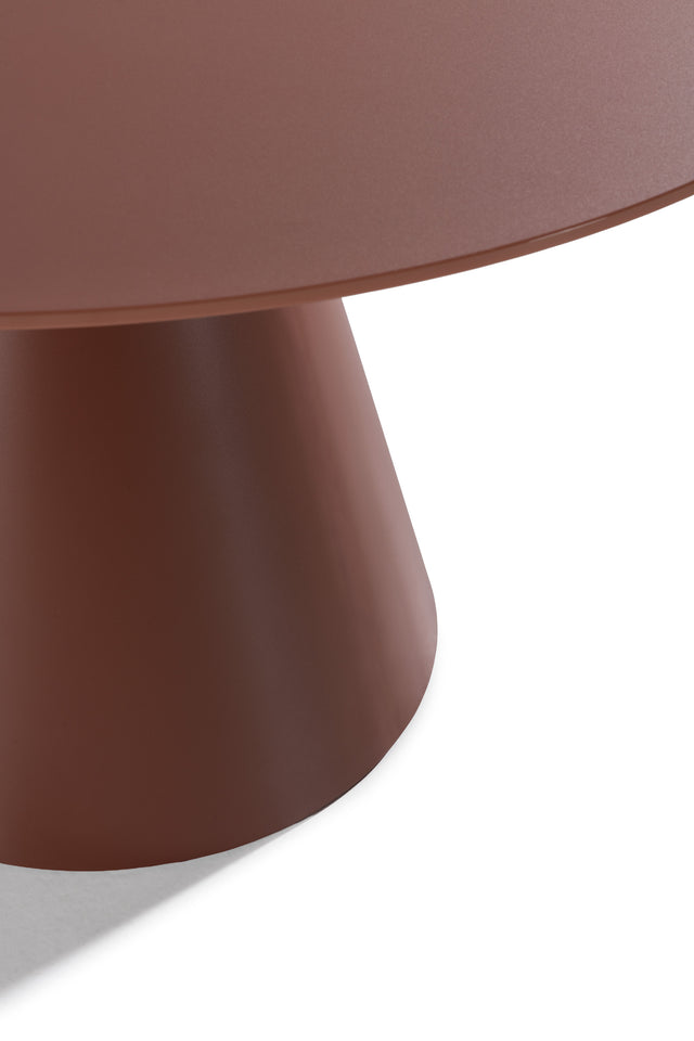 Mesa de comedor redonda Vida 120 cm Terracota pie terracota, vista lateral derecha desde otro ángulo