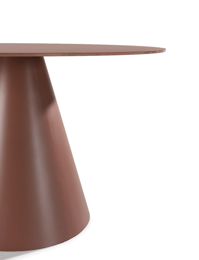 Mesa de comedor redonda Vida 120 cm Terracota pie terracota, vista lateral derecha