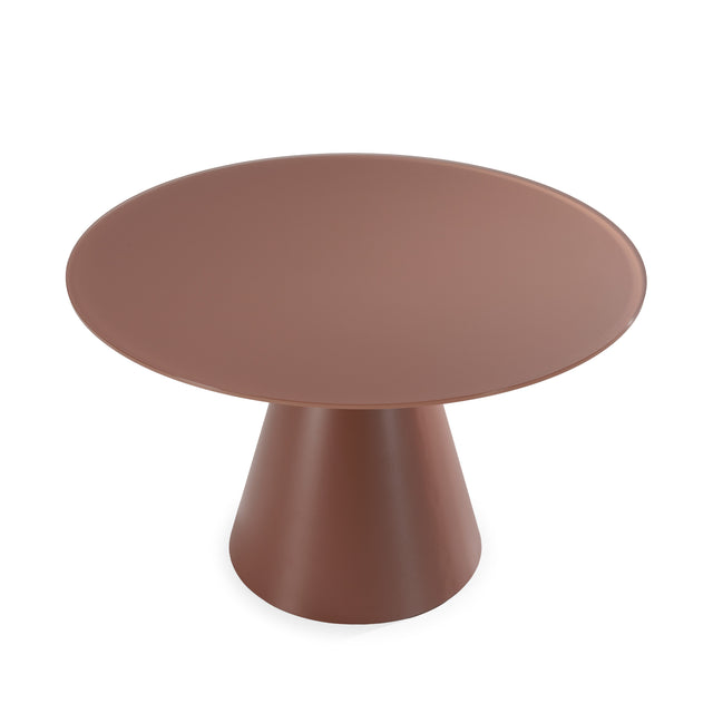 Mesa de comedor redonda Vida 120 cm Terracota pie terracota, detalle del diseño