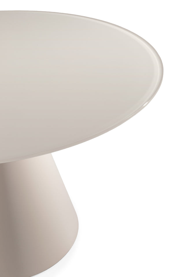 Mesa de comedor redonda Vida 120 cm Crema pie crema, vista lateral derecha desde otro ángulo