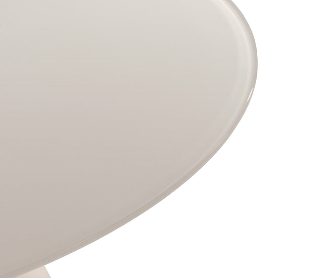 Mesa de comedor redonda Vida 120 cm Crema pie crema, vista lateral derecha desde otro ángulo