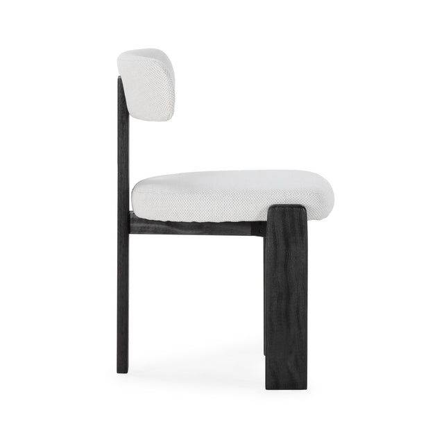 Silla de Comedor Tapizada Nadia Gris Hielo & Negro, vista lateral