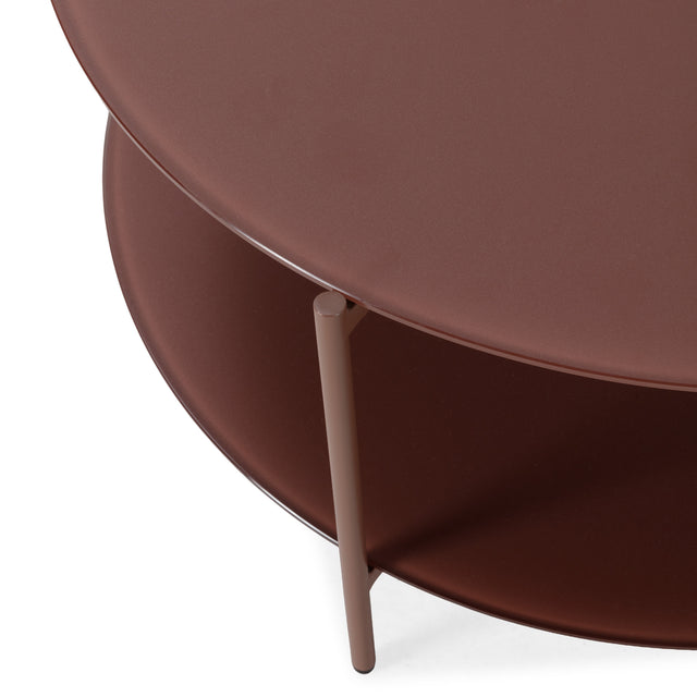 Mesa de centro redonda Davi 80 cm Terracota, vista lateral derecha desde otro ángulo
