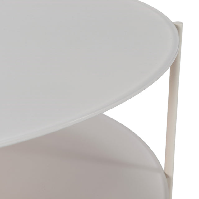 Mesa de centro redonda Davi 80 cm Crema, vista lateral derecha desde otro ángulo