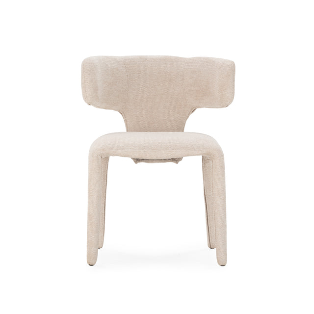 Silla de comedor Maca Beige patas tapizadas, vista frontal