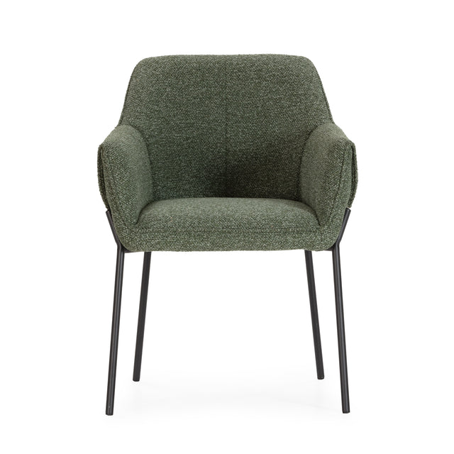 Sillón Suma Verde y patas negras, vista frontal