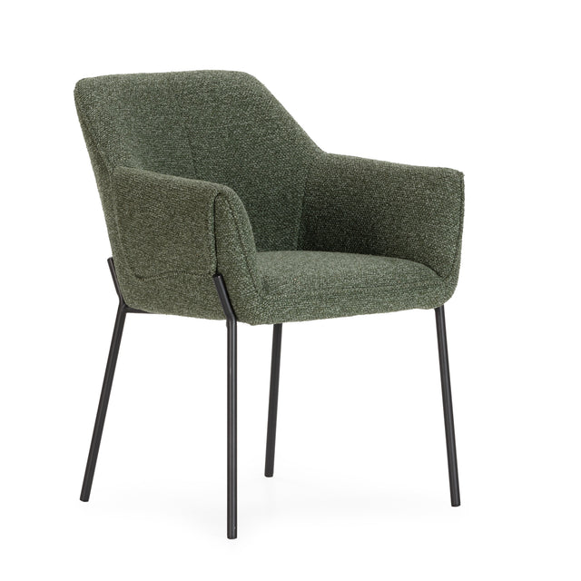 Sillón Suma Verde y patas negras, vista lateral izquierda desde otro ángulo