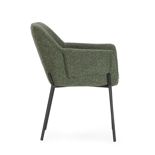 Sillón Suma Verde y patas negras, vista lateral izquierda