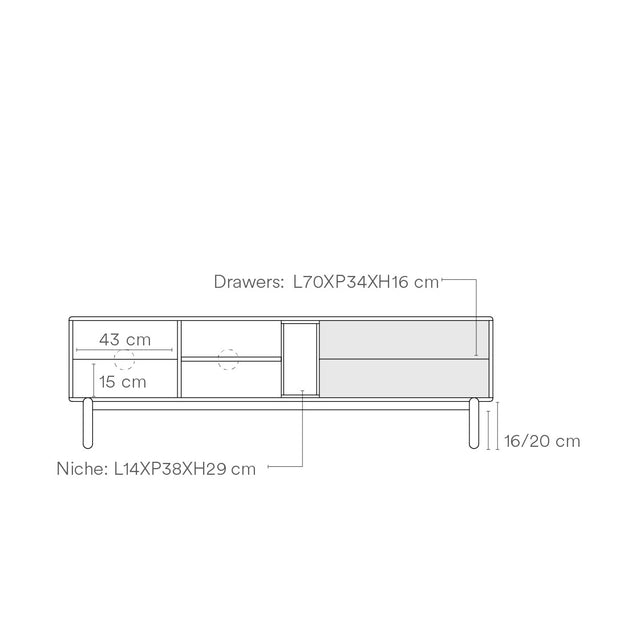Mueble TV Corvo 180 Crema con acabado crema en ambiente de estilo nórdico
