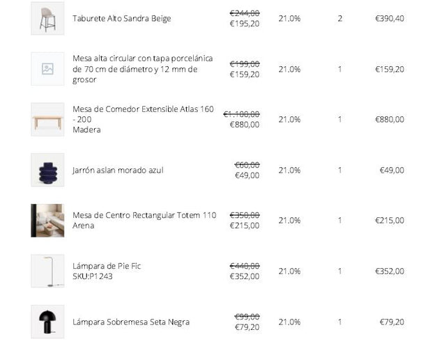 Selección de productos para proyecto de interiorismo
