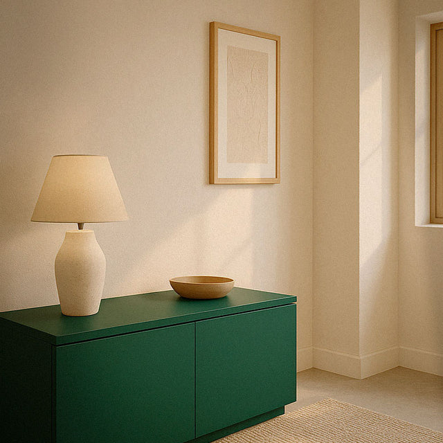 Mueble Auxiliar Nolla 100 Verde Musgo con acabado verde vista principal de estilo nórdico