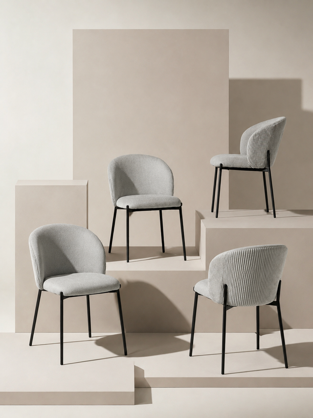 Juego de 4 Sillas de Comedor Faina Gris