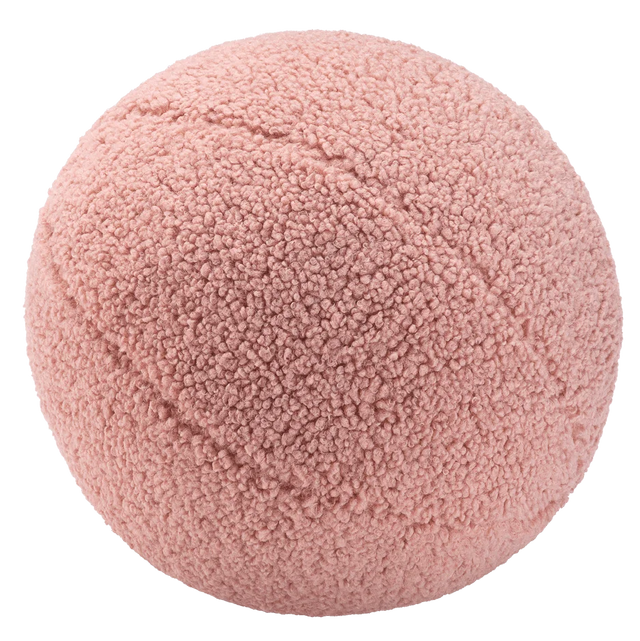 Mueble Cojín Bola de Borreguillo Rosa vista principal de estilo nórdico