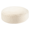 Mueble Puf Redondo de Borreguito Blanco Crema con acabado blanco, acabado crema vista principal de estilo nórdico