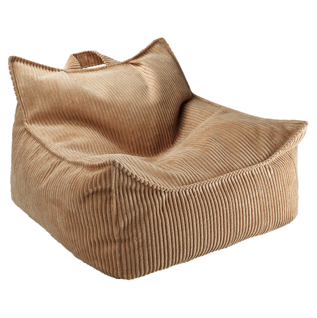 Silla Puf Infantil Silla de Pana Marrón vista principal de estilo nórdico