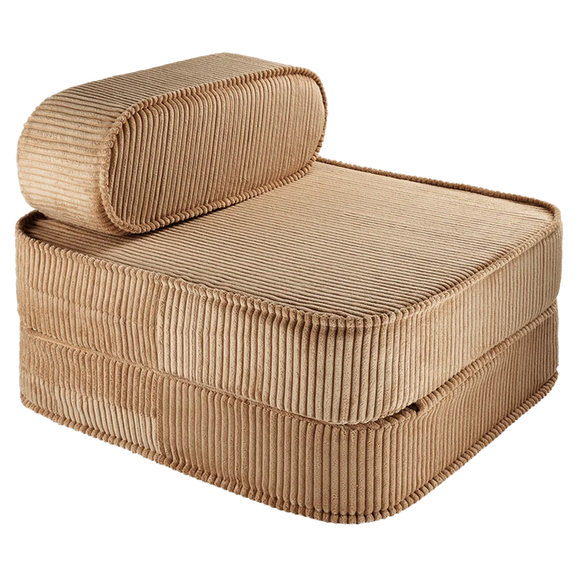 Sillón Infantil Plegable de Pana Marrón vista principal de estilo nórdico