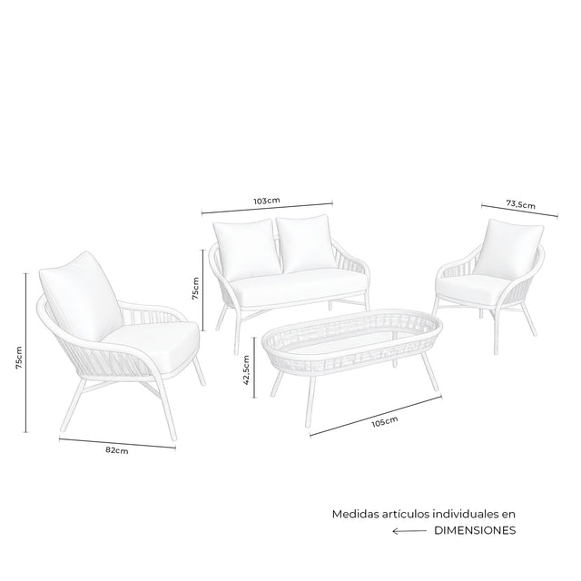 Set Salonica Sofá, Sillones y Mesa de centro Gris de Somcasa Vlc - imagen 9
