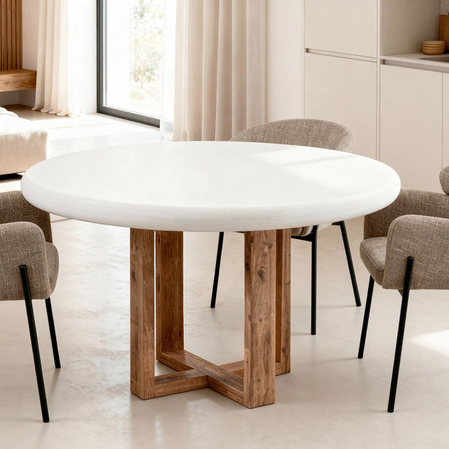 Mesa Violette 120 cm Redonda Fija Blanco/Roble de Somcasa Vlc