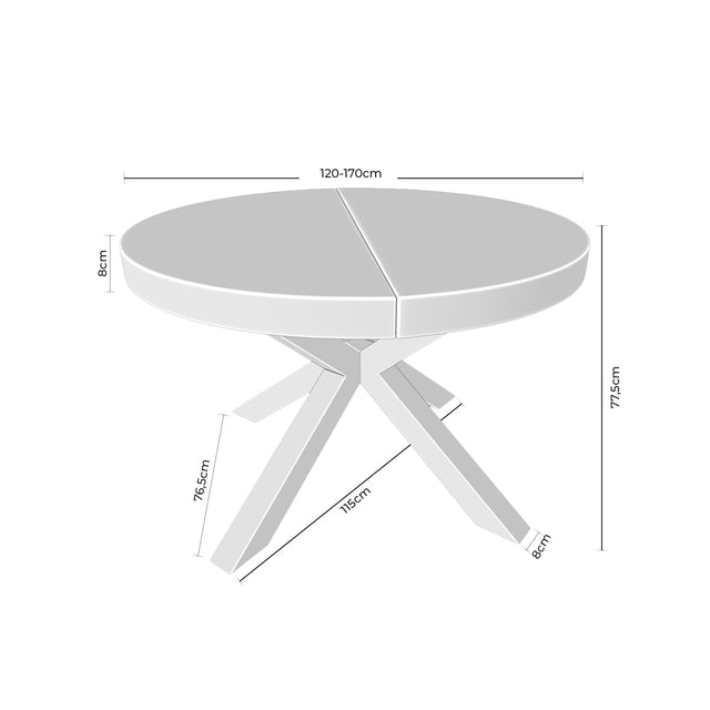 Mesa Mildred 120 cm Redonda Extensible Roble/Negro de Somcasa Vlc - imagen 6