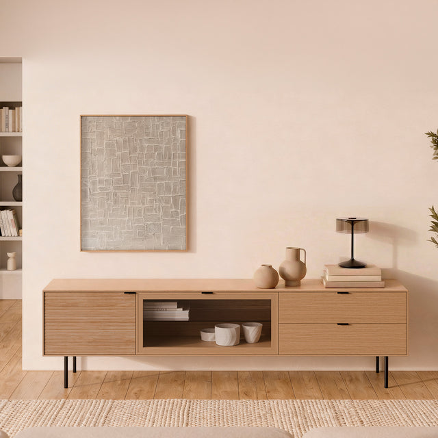 Mueble TV Ptas Cajonestulsa Roble 200 cm | vista principal | Somcasa Vlc | 00MB362507
