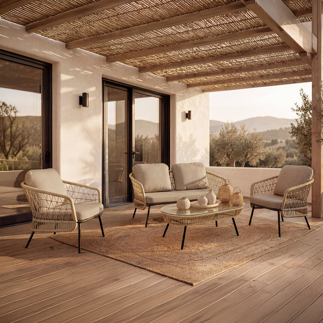 Set Odesa Sofá, Sillones y Mesa de centro Negro de Somcasa Vlc