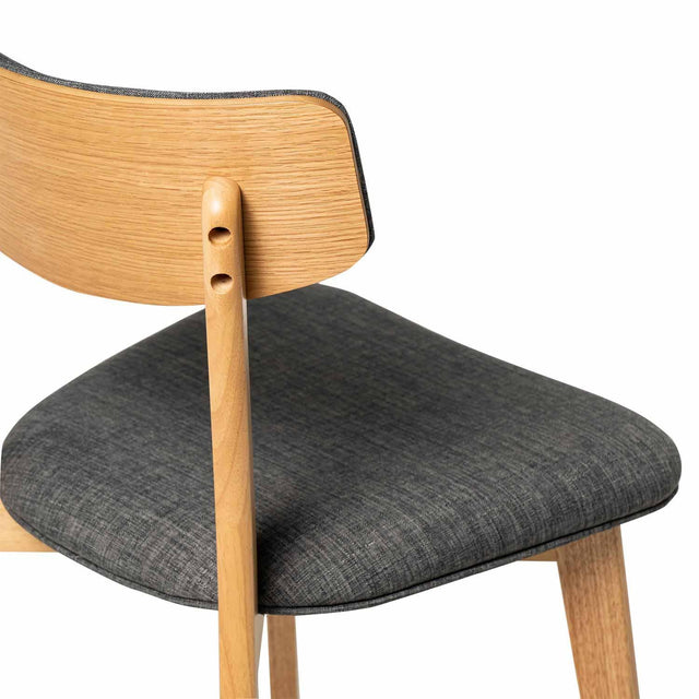Silla Anais Dark Gris con Patas de madera | detalle de acabado | Somcasa Vlc | 00SL102022 | imagen 5