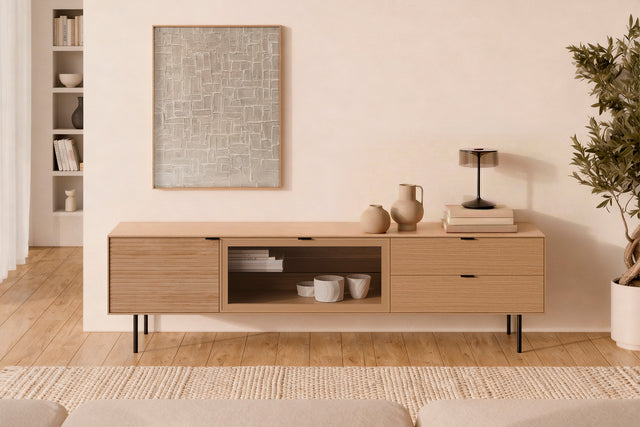 Mueble TV Ptas Cajonestulsa Roble 200 cm | detalle de materiales | Somcasa Vlc | 00MB362507 | imagen 7