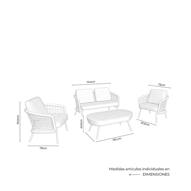 Set Odesa Sofá, Sillones y Mesa de centro Blanco de Somcasa Vlc - imagen 9