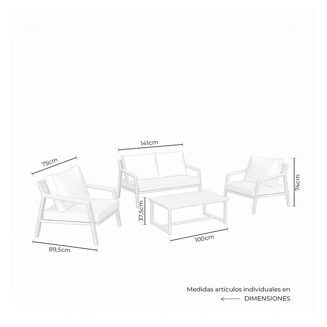 Set Muscat Sofá, Sillones y Mesa de centro Blanco de Somcasa Vlc - imagen 9