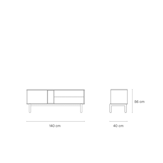 Mueble TV Corvo 140 Gris Perla con acabado gris en ambiente de estilo nórdico