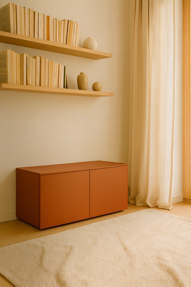 Mueble Auxiliar Nolla 100 Teja con acabado teja en ambiente de estilo nórdico