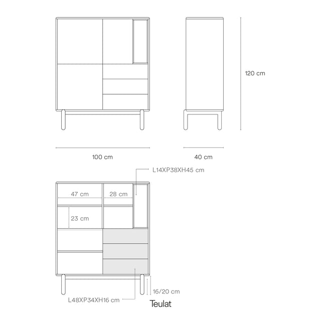 Mueble Auxiliar Corvo Gris Perla